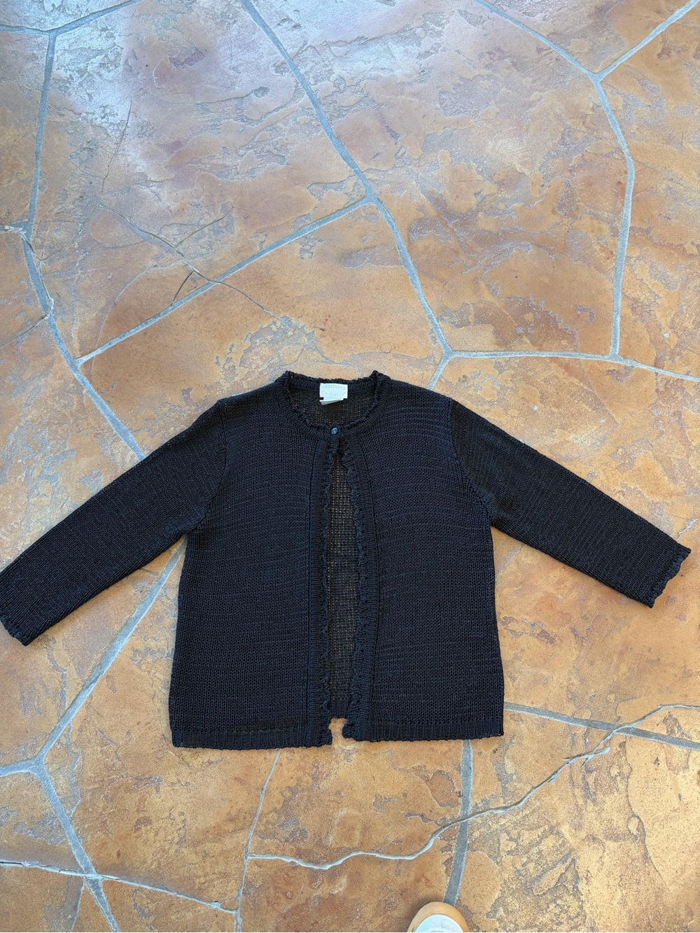 VTG Designers Originals Women’s Black Open-Knit Lightweight Cardigan Sweater S